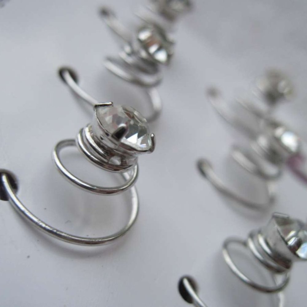 6 Conair Sophisticates Silver Metal Hairpins Spin Diamond Rhinestones Prom Hair